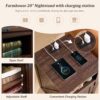 Farmhouse Furniture Set of 3, Includes 48" Lift Top Coffee Table with Sliding Groove Barn Door and Double Storage, Two Open 20" Nightstands with Charging Stations& Adjustable Shlef. Brown