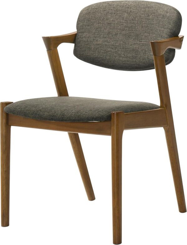 Coaster Home Furnishings - Malone - Set of 2 Fabric & Wood Arm Chairs - Armrests, Open Back, Padded Backrest and Seat - Mid-Century Modern - Dining Room and Kitchen - Brown and Dark Walnut - 105352