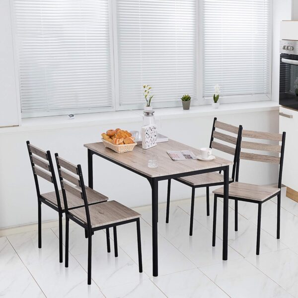 HOMCOM Modern Dining Table Set for 4, 5-Piece Kitchen Table Set, Rectangular Dining Table and 4 Chairs for Small Space, Dinette, Breakfast Nook, Gray