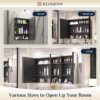 Keonjinn 20 x 32 Inch Black Mirrored Medicine Cabinet, Recessed Medicine Cabinets for Bathroom, Gloss Black Stainless Steel Framed, Adjustable Shelves, In Wall or Surface Mount, Sturdy & Heavy, Modern