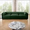 KEIKI 109" Oversized Modular Chenille Sectional Sofa with Storage Seat, 3-Seater Couch with Cylindrical Backrest and Armrests, Easy Assembly, for Apartment, Living Room, Green