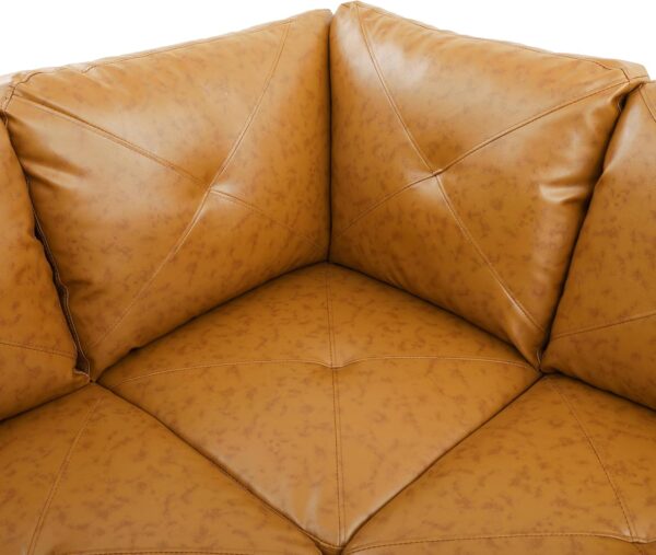 L Shaped Couch Modern Couches for Living Room Faux Leather 3 Pieces Modular Sectional Sofa with Storage Ottoman and Back Cushions for Reception Room and Apartment, Ginger