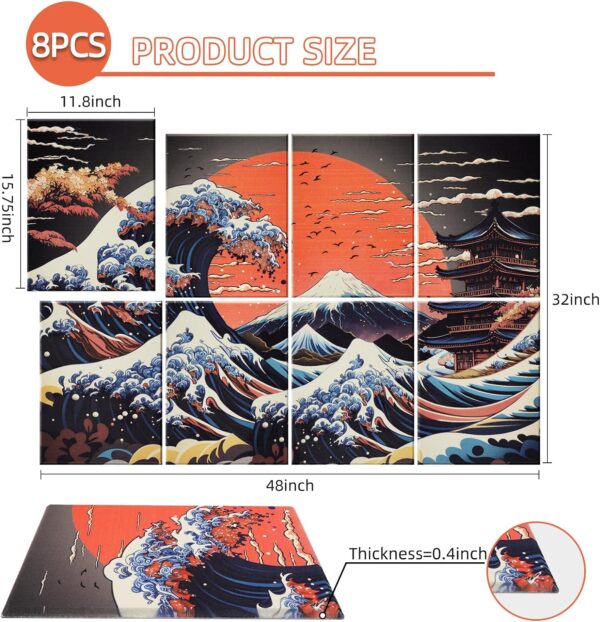 8 Pcs Art Acoustic Wall Panels, 48"X32" Self-adhesive Soundproof Wall Panels, High-Density Sound Absorbing Panel, Acoustic Treatment for Recording Studio, Home, Office (Mount Fuji Sunset）