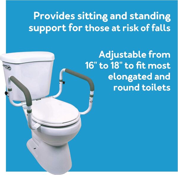 Carex Toilet Safety Frame - Toilet Safety Rails With Adjustable Width - Toilet Rails For Elderly, Handicap, Home Health Care Equipment After Surgery, Supports 300lbs