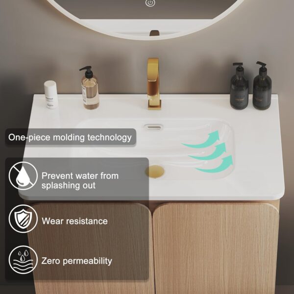 Dalia 30" Freestanding Bathroom Vanity with Overflow Sink One Piece Basin, Ample Storage Modern Design for Small Spaces, Minimalist Bathroom Cabinet