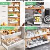 Pull out Cabinet Organizer, Expandable(12"-20") Heavy Duty Slide out Drawers Fixed with Adhesive Nano Film for Pots, Roll out Shelf Storage for Kitchen Base Cabinet Organization(White)