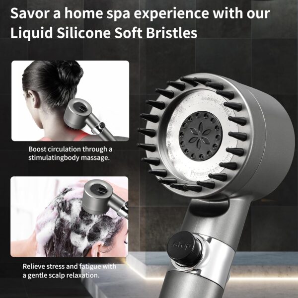 Ion Drops Shower Head with Fiters for Hard Water, High Pressure Handheld Shower Head with On Off Switch for Rv/Camper,Filtered Iondrops Showerhead with Hose (Gun Grey,2 Filters)