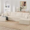 123" Cloud Sectional Couch with U-Shape Chaise,Modern Modular Sofa with Deep Seat, Upholstered Couches for Living Room Bedroom,No Assembly Required Beige (3, Beige)