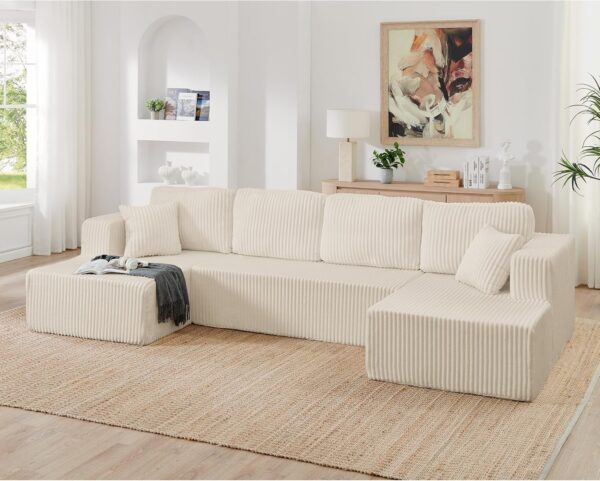 123" Cloud Sectional Couch with U-Shape Chaise,Modern Modular Sofa with Deep Seat, Upholstered Couches for Living Room Bedroom,No Assembly Required Beige (3, Beige)