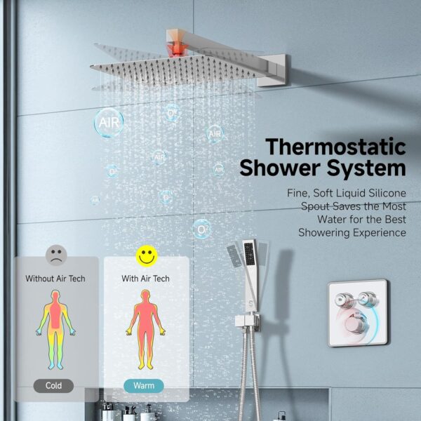 SR SUN RISE 100℉ Thermostatic Shower System,10" Luxury Rainfall Shower Head and High-Pressure Handheld Bathroom Shower Faucet Set,Shower Valve and Trim Kit Included (Polished Chrome)