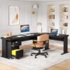 Tribesigns 83" L-Shaped Executive Desk, Large Office Desk with 3-Drawer Mobile File Cabinet, Industrial Computer Desk with Storage Drawers, Business Furniture Table Workstation for Home Office (Black)