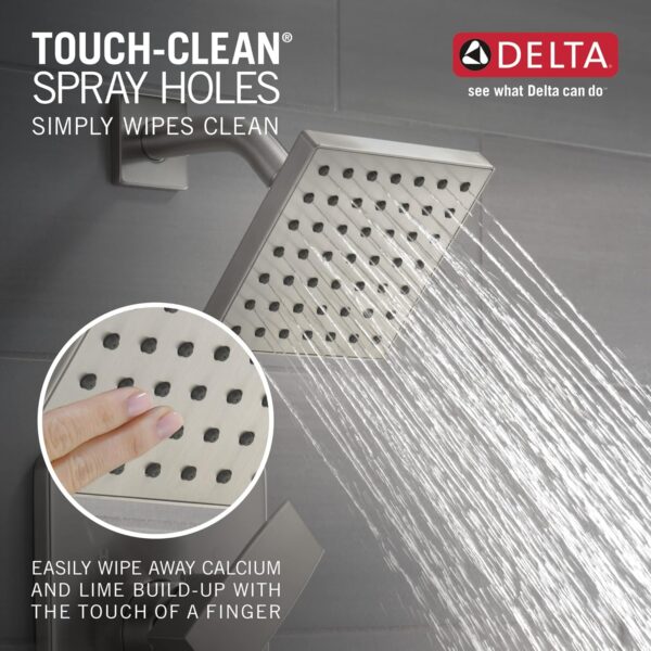 Delta Faucet Modern Brushed Nickel Shower Trim Kit, Shower Faucet with Single-Spray Touch-Clean Brushed Nickel Shower Head, Stainless T14267-SS-PP (Valve Not Included)