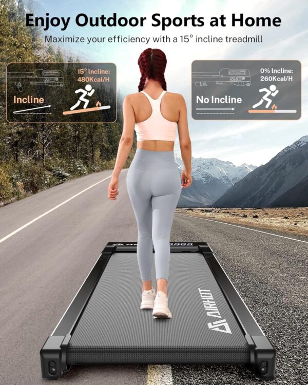 Walking Pad with Incline, 15° Incline Under Desk Treadmill with Remote Control with LED Display for Walking & Climbing at Home or Office，265LB Capacity