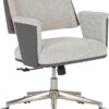 Realspace® Modern Comfort Picali Bouclé Fabric/Vegan Leather Low-Back Task Office Chair, White Stone/Gray/Brushed Nickel, BIFMA Compliant