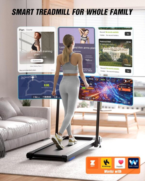 Walking Pad Treadmill, Under Desk Treadmill with Incline for Home/Office, 2 in 1 Folding Treadmills with APP/Remote Control and LED Display, 0.6-7.6 MPH 340 lbs Capacity