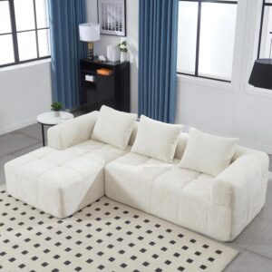 98.42" Cloud Sectional Couch with L-Shape Chaise,Modern Modular Sofa with Deep Seat, Upholstered Couches for Living Room Bedroom,No Assembly Required (Beige)