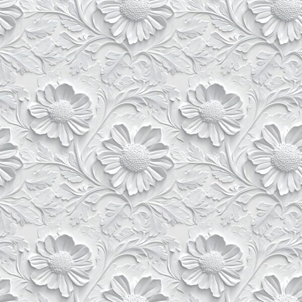White Floral Peel and Stick Wallpaper Modern Floral 3D Embossed Wallpaper Self Adhesive Removable Contact Paper Waterproof Wallpaper for Bathroom Bedroom Cabinets Decor 17inch×196.8inch Vinyl