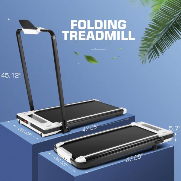 ANCHEER Folding Treadmill with Incline, 2.5HP Under Desk Treadmill for Home, 300lbs Low Noise Walking Pad with Remote Control and Handle Bar,Installation-Free
