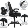 Flash Furniture Porter High Back Black Mesh Ergonomic Swivel Office Chair with Black Frame and Flip-up Arms
