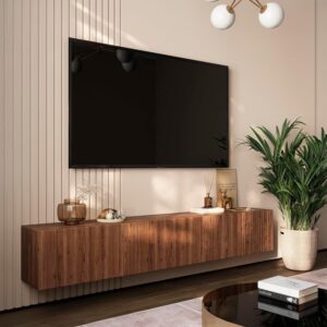 Living Skog Floating TV Stand Wall Mounted for Living Room and Bedroom, Media, Entertainment Center with Storage and Drawers Fits TV 60 65 70 75 80 inch Cabinet (Alessio Brown, 71 in)