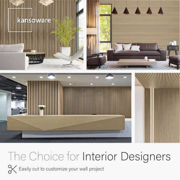 Two Acoustic Wood Wall Veneer Slat Panels - Natural Oak | 94.49 x 12.6 Each | 16.54 sq ft. Coverage | Use for Soundproof Paneling, Interior Design, Outdoor Space, Van Restorations