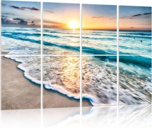 YPY Art Acoustic Panels Self Adhesive: Beach Wall Art Sound Proof Panel Decorative Acoustic Panels Acoustical Treatment for Recording Studio 8 Pack 12"x16"