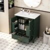 Linique 30" Bathroom Vanity with Sink Combo Set, Solid Wood Frame Modern Bathroom Storage Cabinet with a Large Drawer, a Adjustable Shelf and 2 Soft Closing Cabinet Doors with Organizer, Green