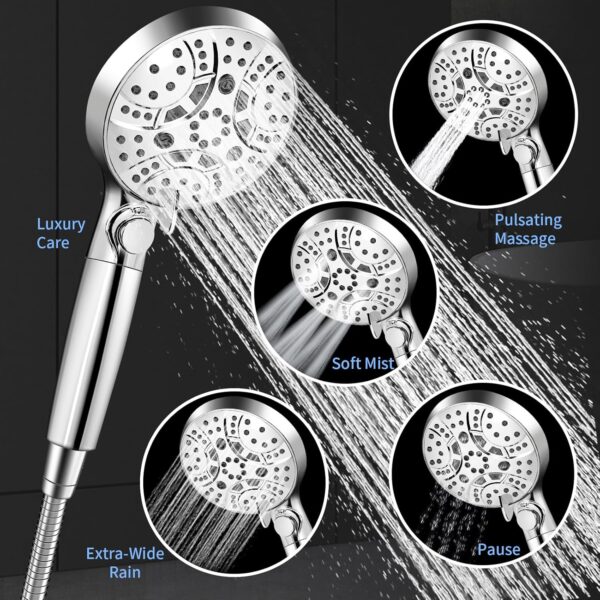 RV Shower Head with Hose, Shower Head with Handheld, 10 Modes High Pressure Shower Heads for Home/RV/Camper/Travel Trailer, Handheld Shower Head Holder and Extra Long 5ft Stainless Steel Hose