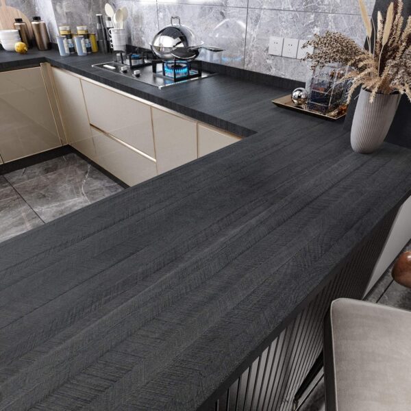 WESTICK Wood Contact Paper for Countertops Waterproof Black Wooden Peel and Stick Wallpaper Renter Friendly Removable Wood Grain Contact Paper for Cabinets Table Desk Walls 24"x118"