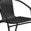 Flash Furniture 5-Piece 28" Square Indoor/Outdoor Patio Table and Chairs Set, Dining Set with Glass Metal Bistro Table, 4 Stack Rattan Chairs, Black