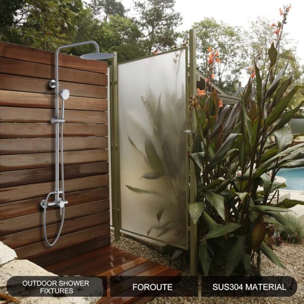 Trinsic SS304 Shower Faucet Set - Outdoor Kit - Outdoor Fixtures with Brushed Nickel Shower Head & Handheld Spray, High Pressure