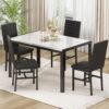 Recaceik Dining Table Set for 4, Modern 5 Piece Dining Table Set Faux Marble Kitchen Table & 4 Velvet Upholstered Chairs, Dining Room Set for Small Space