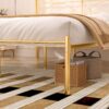 VECELO Queen Size Bed Frame, Gold Metal Bed Platform with Headboard, Sturdy Steel Slats Support, No Box Spring Needed/Noise-Free,Easy Assembly, Black