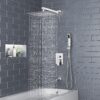 SR SUN RISE 12 Inches All Metal Square Shower System with Tub Spout, Tub Shower Faucet Set, High Pressure Rain Shower Head and Handheld Sprayer Combo Shower Fixtues, Valve Included, Polished Chrome
