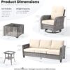 ovios 8 Pieces Patio Furniture Set, Outdoor Wicker Sofa with Swivel Rocking Chairs Solar Lights Table, Modern Deep Seat Rattan Couch Conversation Set for Porch Deck, Beige