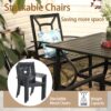 MFSTUDIO Patio Dining Chairs Set of 2, Outdoor Wrought Iron Furniture Set Stackable Chairs with Armrest,Black