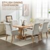 Fabric Dining Chair with Arms, Upholstered Tufted High Back Dining Room Chairs, Accent Armchair with Solid Wood Leg and Nailhead Trim, Kitchen Dining Living Room, Beige