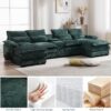 U Shaped Sectional Sofa, 124.8" Green Cloud Couch for Living Room, Fluffy Modern Modular Couch with Storage, Comfy Lounge Sofas for Office, Apartment