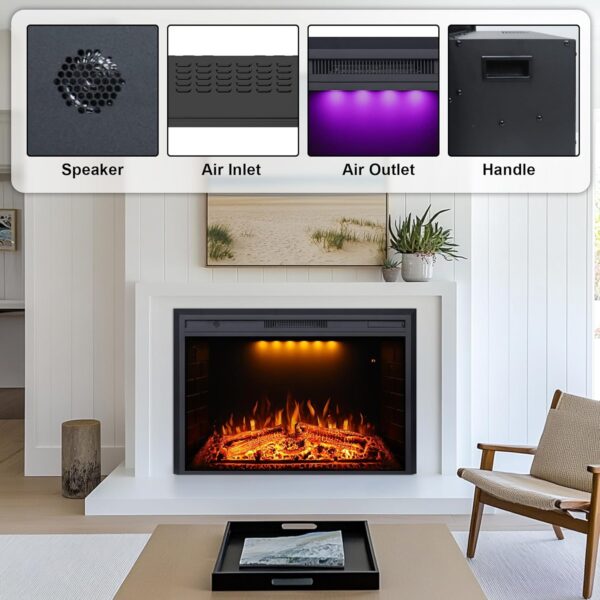 81iQShPcZbL._AC_SL1500_.jpg Valuxhome Electric Fireplace, Fireplace Insert with Overheating Protection, 36 Inches Wide 21 Inches High with Fire Crackling Sound, Remote Control, 750/1500W, Black