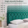 VECELO Queen Size Bed Frame Premium Velvet Upholstered Platform with Height Adjustable Headboard/Mattress Foundation, Solid Wooden Slat Support, No Box Spring Needed/Easy Assembly