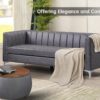 Morden Fort Faux Leather Couch, 71" W Modern Faux Leather Office Sofa Easy to Clean with Highly Wear Resistant Seats and Metal Legs, 3 Seater Couches for Living Room Apartment Lounge Grey