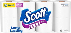 Scott 1000 Sheets Per Roll, 8 Toilet Paper Rolls, Bath Tissue