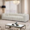 110.2'' Modern Sectional Modular Oversized Sofa Comfortably Tufted Upholstered Deep Seat Sherpa Sofa Boucle Velvet Fabric 4-Seater Sectional Sofas For Living Room Office Apartment (Boucle + Beige)