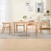Wahson Mid Century Dining Chairs Set of 2, Natural Wood Modern Kitchen Chairs with Arms, Woven Rope Dining Table Chairs with Hemp Seat