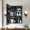 Recessed Medicine Cabinets for Bathroom with Mirror: 16x24 Wall Mount Mirrored Vanity Chest - 16 x 24 inch Small Storage Cabinet with Adjustable Shelves - Matte Black Frame