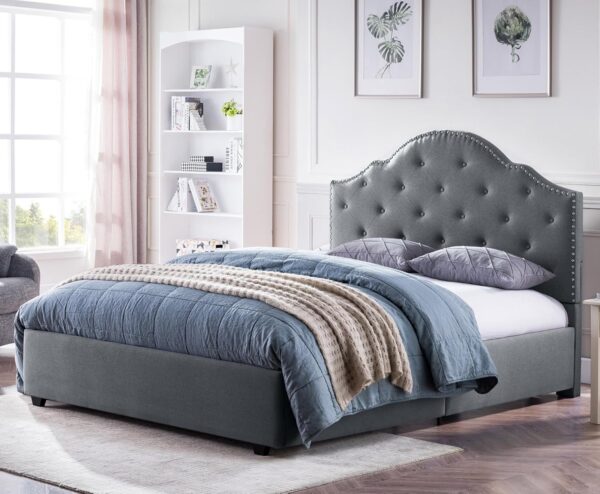 Merax Queen Platform Bed Frame with Headboard, Upholstered Wood Bed Frame, No Box Spring Needed,