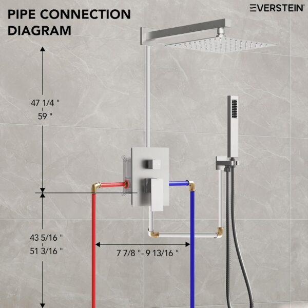 10" High-Pressure Rainfall Shower System with Handheld Spray, Wall Mount Bathroom Shower Faucet Set with Valve (Brushed Nickel)