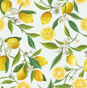VEELIKE Lemon Peel and Stick Wallpaper Floral 17.7''x118'' Removable Self Adhesive Decorative Fresh Citrus Leaf Prints Floral Wallpaper Vinyl for Nursery Bedroom Kitchen Walls Cabinets Shelf Liners