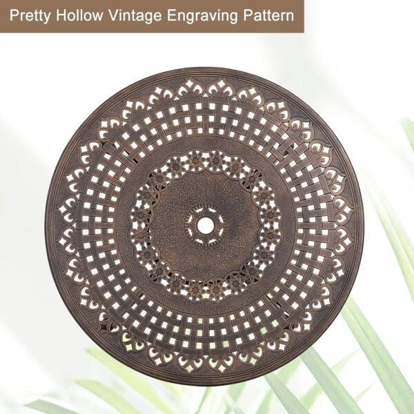 PHI VILLA 5 Piece Patio Dining Set for Outdoor, Cast Aluminum Round Patio Table and Chairs Set with Cast Aluminum Furniture Patio Chairs & 39" Round Dining Table for Yard, Golden Bronze