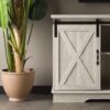 Walker Edison Richmond Modern Farmhouse Sliding Barn Door TV Stand for TVs up to 65 Inches, 58 Inch, Stone Grey
